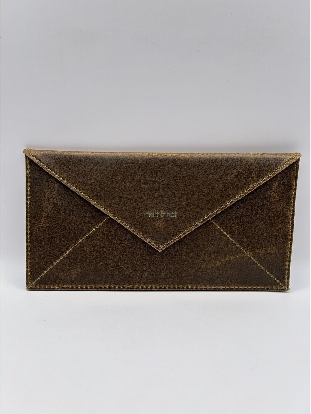 Matt & Nat Womens Envelope Flap Wallet Brown Vegan Long Clutch Credit Card
